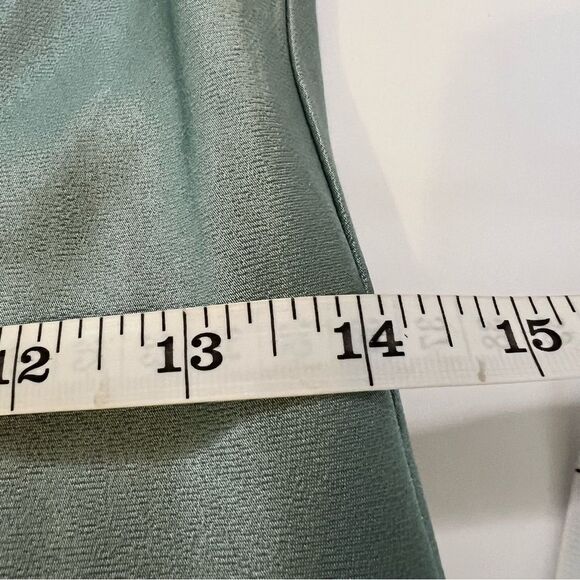 Lanston NWT Seafoam Green Bias Cut Mini Slip Dress Lined Metallic Sheen Green XS - Picture 11 of 13